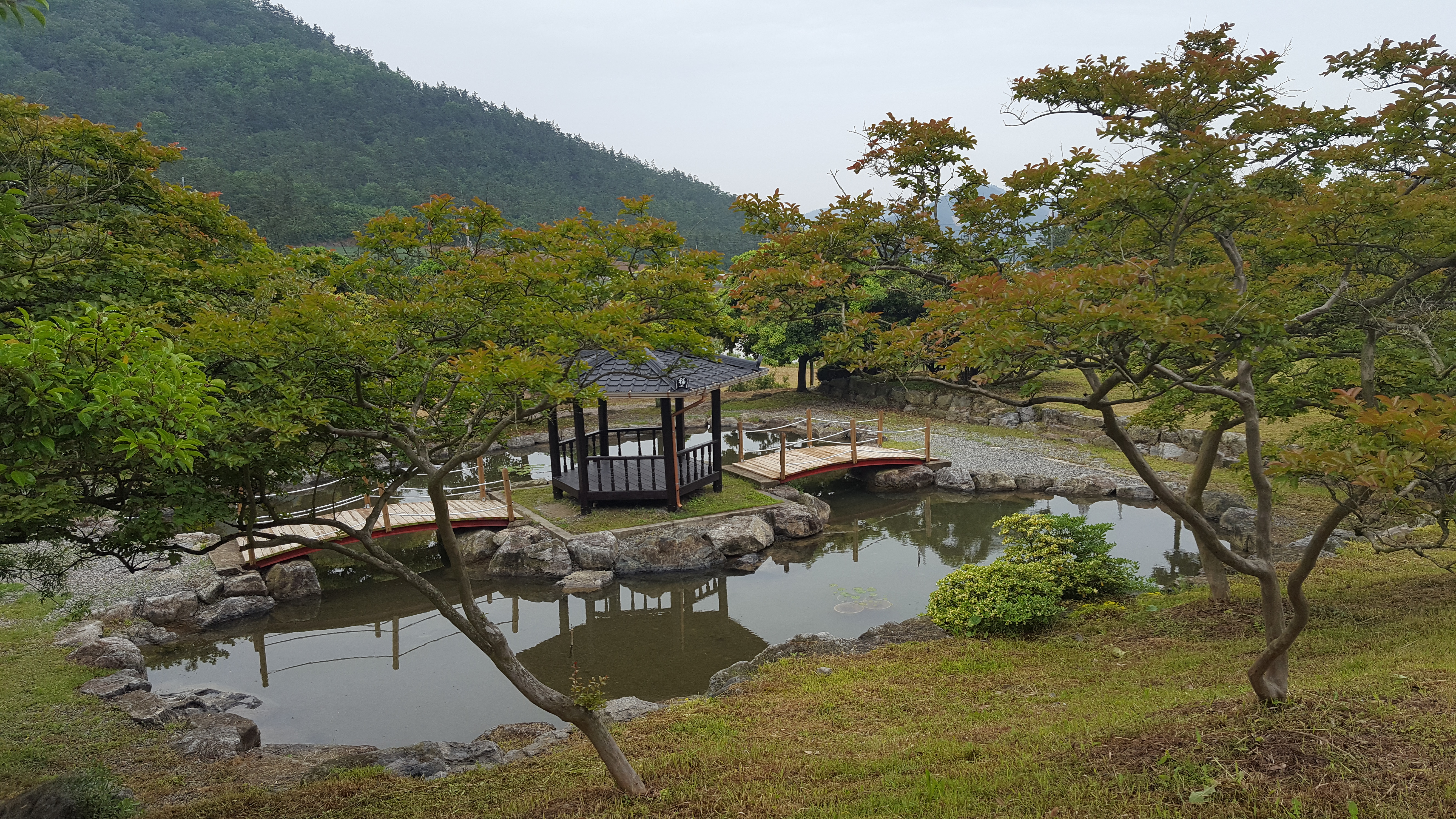백동 무궁화 동산 내 정자와 연못 이미지