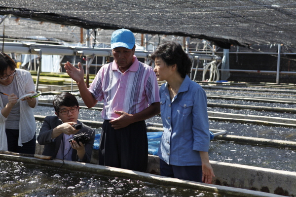 박근혜 대선후보 태풍피해 전복치패장 방문 이미지