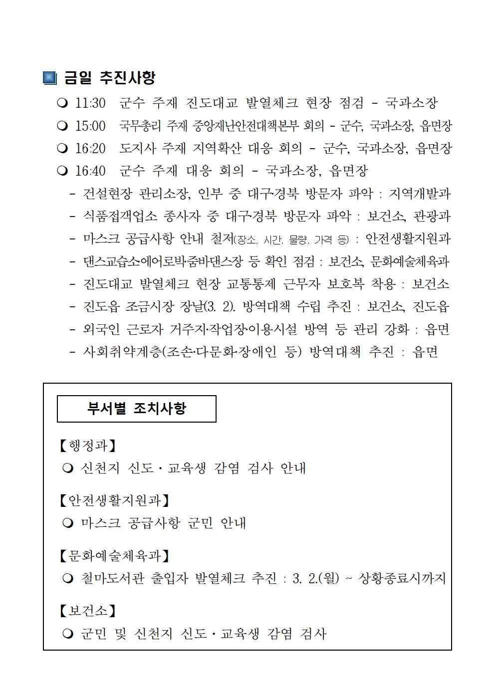 코로나19 대응 일일상황보고(0301) 첨부#2