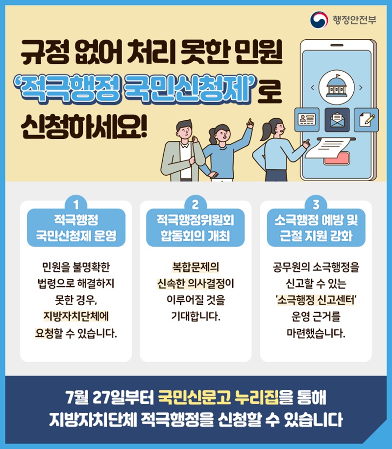 (행정안전부)규정 없어 처리 못한 민원의 해결방법?! '적극행정 국민신청제' 이미지