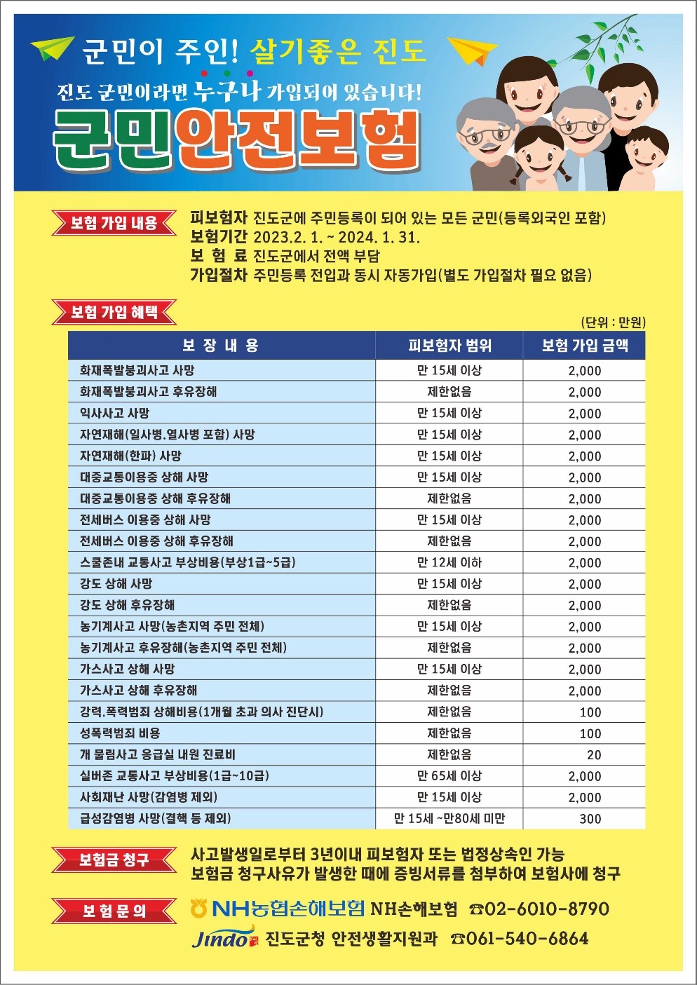 진도군 군민안전보험 가입내역(2023. 2. 1. ~ 2024. 1. 31.) 첨부#1
