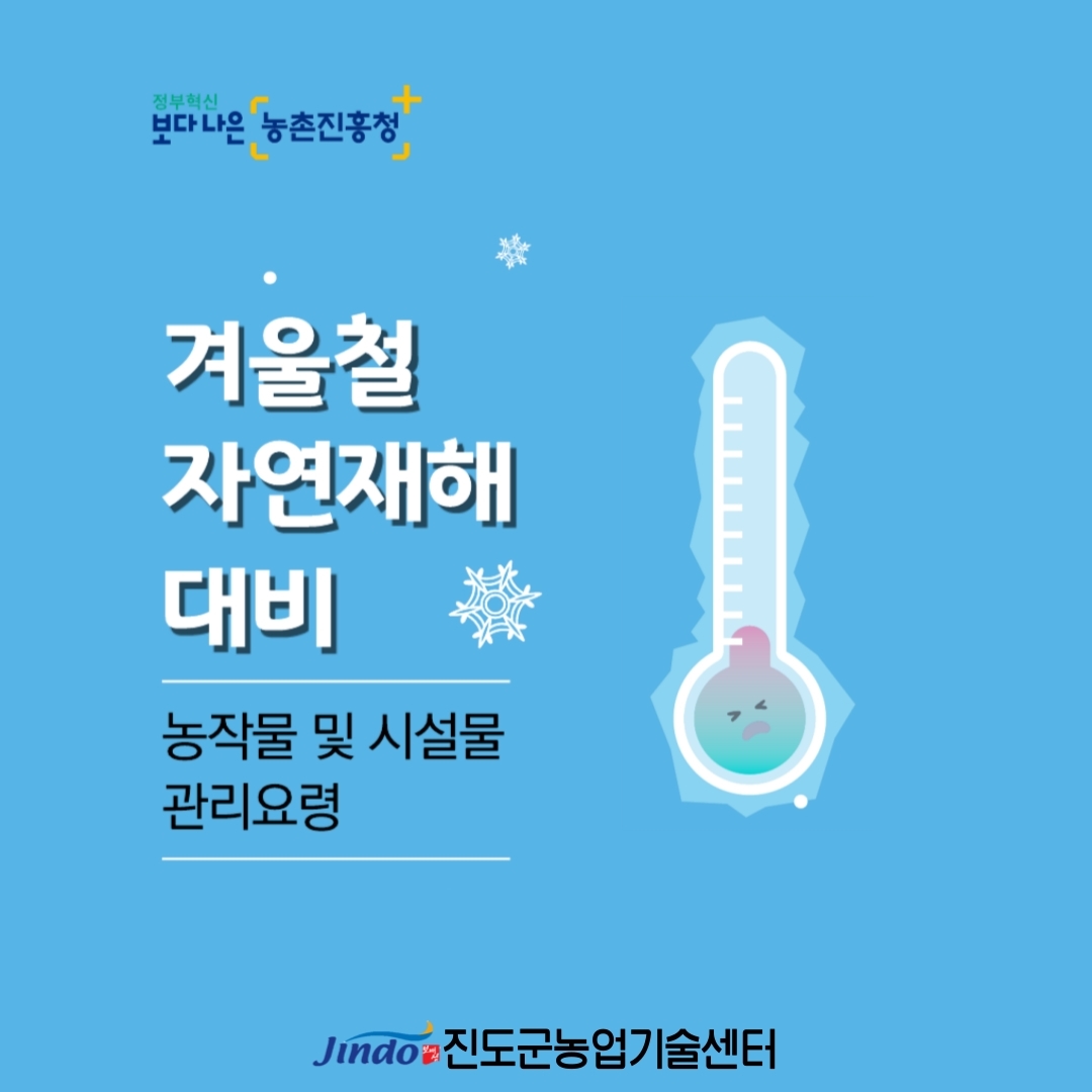 정부혁신 보다 나은 농촌진흥청 겨울철 자연재해 대비 농작물 및 시설물 관리요령 Jindo 진도군농업기술센터